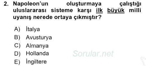 Siyasi Tarih 1 2016 - 2017 3 Ders Sınavı 2.Soru