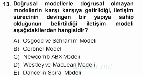 Medya ve İletişim 2013 - 2014 Ara Sınavı 13.Soru