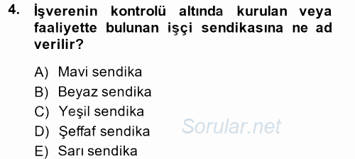 Toplu İş Hukuku 2013 - 2014 Dönem Sonu Sınavı 4.Soru