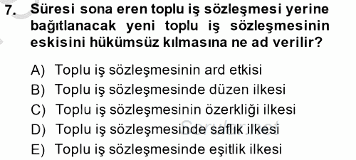 Toplu İş Hukuku 2013 - 2014 Dönem Sonu Sınavı 7.Soru