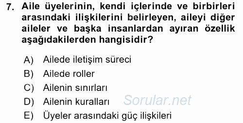 Anne Baba Eğitimi Ve Danışmanlık Hizmetleri 2016 - 2017 Dönem Sonu Sınavı 7.Soru