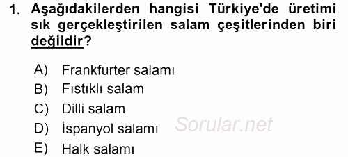 Gıda Bilimi ve Teknolojisi 2015 - 2016 Tek Ders Sınavı 1.Soru