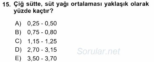 Gıda Bilimi ve Teknolojisi 2015 - 2016 Tek Ders Sınavı 15.Soru