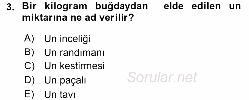 Gıda Bilimi ve Teknolojisi 2015 - 2016 Tek Ders Sınavı 3.Soru