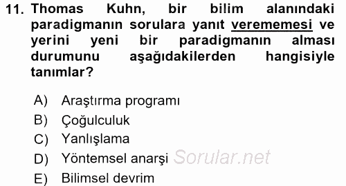 Uluslararası İlişkiler Kuramları 1 2017 - 2018 3 Ders Sınavı 11.Soru