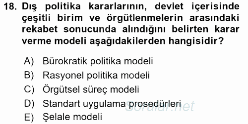Uluslararası İlişkiler Kuramları 1 2017 - 2018 3 Ders Sınavı 18.Soru