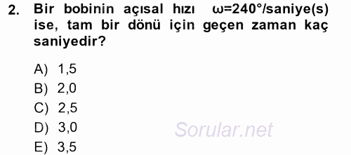 Elektrik Enerjisi İletimi ve Dağıtımı 2013 - 2014 Dönem Sonu Sınavı 2.Soru