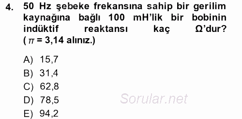 Elektrik Enerjisi İletimi ve Dağıtımı 2013 - 2014 Dönem Sonu Sınavı 4.Soru