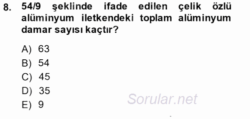 Elektrik Enerjisi İletimi ve Dağıtımı 2013 - 2014 Dönem Sonu Sınavı 8.Soru