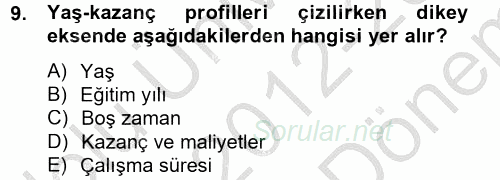 Çalışma Ekonomisi 2012 - 2013 Dönem Sonu Sınavı 9.Soru