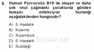 Anne Çocuk Sağlığı Ve İlkyardım 2013 - 2014 Dönem Sonu Sınavı 6.Soru