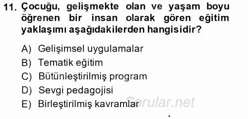 Özel Öğretim Yöntemleri 2 2014 - 2015 Dönem Sonu Sınavı 11.Soru