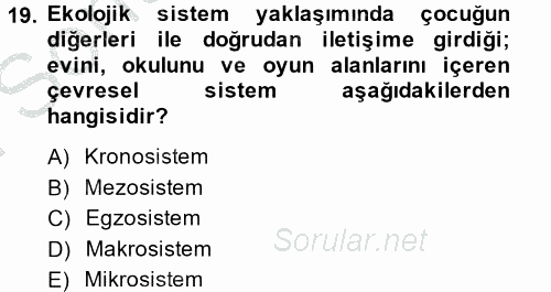 Özel Öğretim Yöntemleri 2 2014 - 2015 Dönem Sonu Sınavı 19.Soru