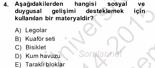 Özel Öğretim Yöntemleri 2 2014 - 2015 Dönem Sonu Sınavı 4.Soru