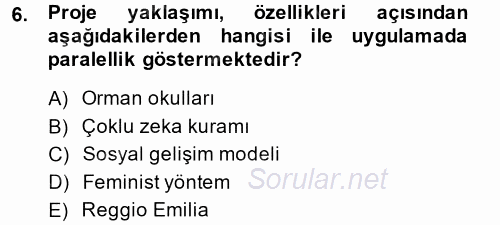 Özel Öğretim Yöntemleri 2 2014 - 2015 Dönem Sonu Sınavı 6.Soru