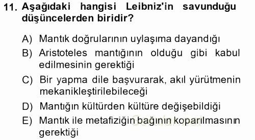 Mantığın Gelişimi 2014 - 2015 Dönem Sonu Sınavı 11.Soru