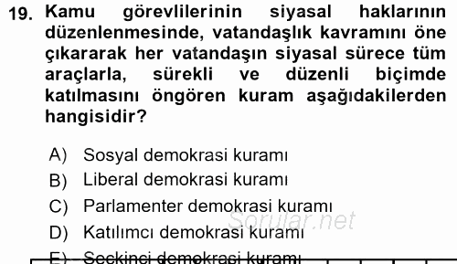 Memur Hukuku 2015 - 2016 Ara Sınavı 19.Soru