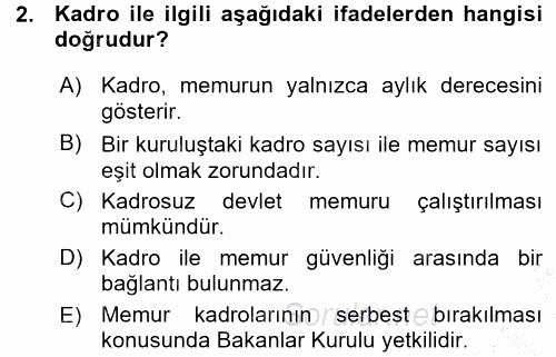 Memur Hukuku 2015 - 2016 Ara Sınavı 2.Soru