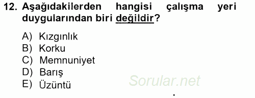 Örgütsel Davranış 2014 - 2015 Ara Sınavı 12.Soru
