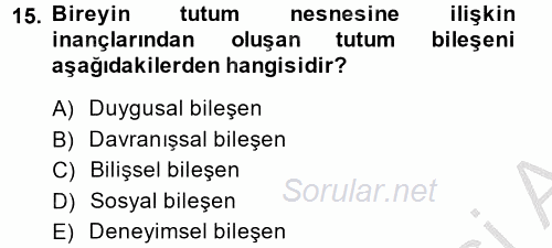 Örgütsel Davranış 2014 - 2015 Ara Sınavı 15.Soru