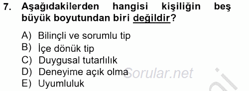 Örgütsel Davranış 2014 - 2015 Ara Sınavı 7.Soru