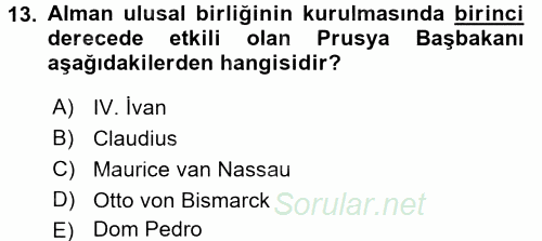 Sömürgecilik Tarihi (Afrika-Asya) 2016 - 2017 Dönem Sonu Sınavı 13.Soru