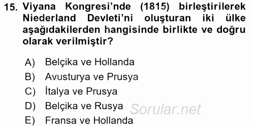 Sömürgecilik Tarihi (Afrika-Asya) 2016 - 2017 Dönem Sonu Sınavı 15.Soru