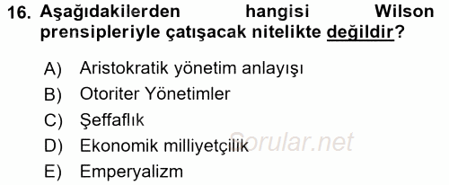 Sömürgecilik Tarihi (Afrika-Asya) 2016 - 2017 Dönem Sonu Sınavı 16.Soru