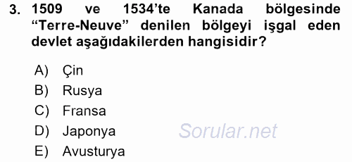 Sömürgecilik Tarihi (Afrika-Asya) 2016 - 2017 Dönem Sonu Sınavı 3.Soru
