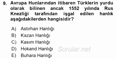 Sömürgecilik Tarihi (Afrika-Asya) 2016 - 2017 Dönem Sonu Sınavı 9.Soru