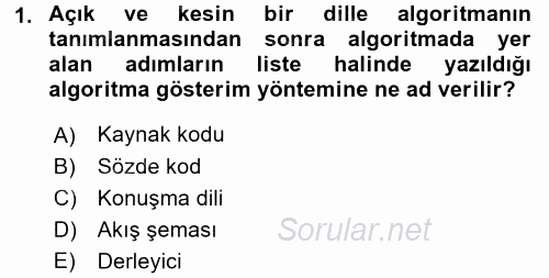 Programlama Ve Algoritmalar 2017 - 2018 Ara Sınavı 1.Soru