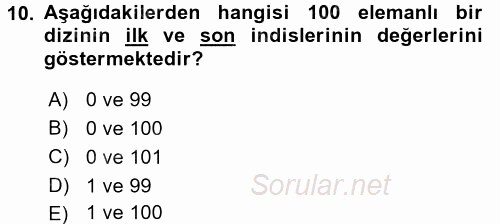 Programlama Ve Algoritmalar 2017 - 2018 Ara Sınavı 10.Soru