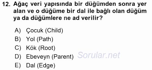 Programlama Ve Algoritmalar 2017 - 2018 Ara Sınavı 12.Soru