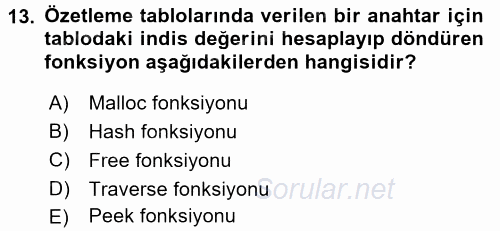 Programlama Ve Algoritmalar 2017 - 2018 Ara Sınavı 13.Soru