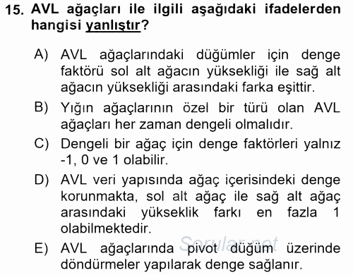 Programlama Ve Algoritmalar 2017 - 2018 Ara Sınavı 15.Soru