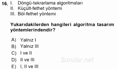 Programlama Ve Algoritmalar 2017 - 2018 Ara Sınavı 16.Soru