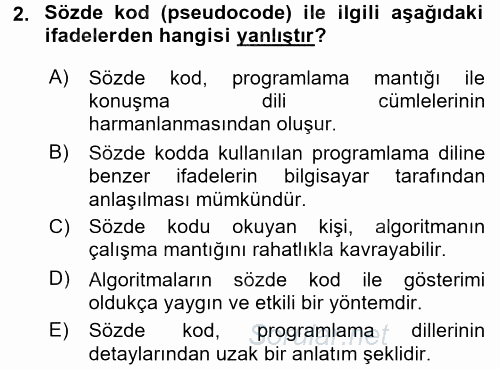 Programlama Ve Algoritmalar 2017 - 2018 Ara Sınavı 2.Soru