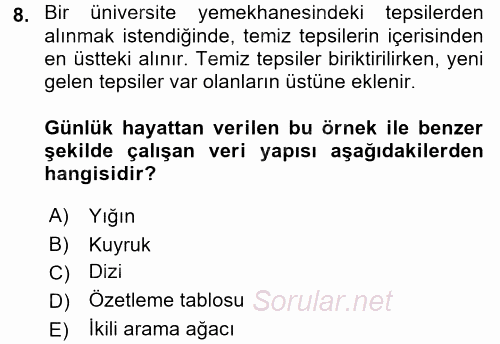 Programlama Ve Algoritmalar 2017 - 2018 Ara Sınavı 8.Soru