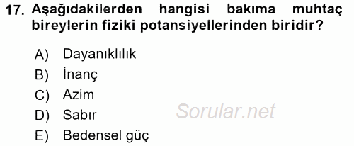 Bakım Elemanı Yetiştirme Ve Geliştirme 1 2016 - 2017 Ara Sınavı 17.Soru