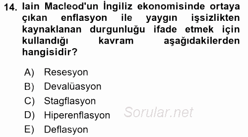 Maliye Politikası 1 2016 - 2017 Dönem Sonu Sınavı 14.Soru