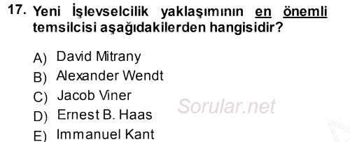 Avrupa Birliği 2014 - 2015 Ara Sınavı 17.Soru