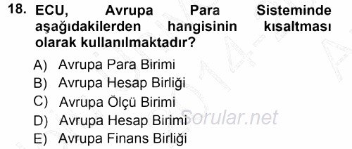 Avrupa Birliği 2014 - 2015 Ara Sınavı 18.Soru