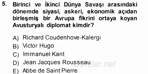 Avrupa Birliği 2014 - 2015 Ara Sınavı 5.Soru