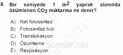 Ekoloji ve Çevre Bilgisi 2015 - 2016 Ara Sınavı 8.Soru