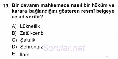 Eski Türk Edebiyatının Kaynaklarından Şair Tezkireleri 2013 - 2014 Ara Sınavı 19.Soru