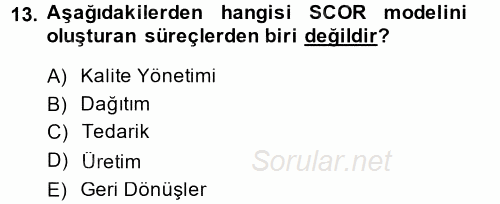 Uluslararası Lojistik 2014 - 2015 Dönem Sonu Sınavı 13.Soru