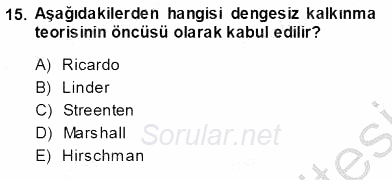 İktisadi Kalkınma 2013 - 2014 Ara Sınavı 15.Soru