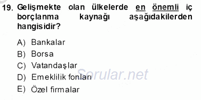 İktisadi Kalkınma 2013 - 2014 Ara Sınavı 19.Soru