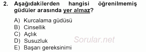 Birey ve Davranış 2012 - 2013 Dönem Sonu Sınavı 2.Soru