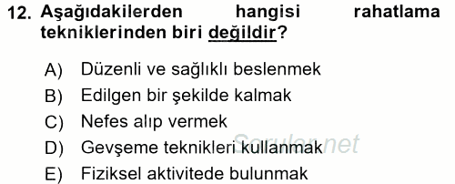 Bakım Elemanı Yetiştirme Ve Geliştirme 1 2016 - 2017 Dönem Sonu Sınavı 12.Soru